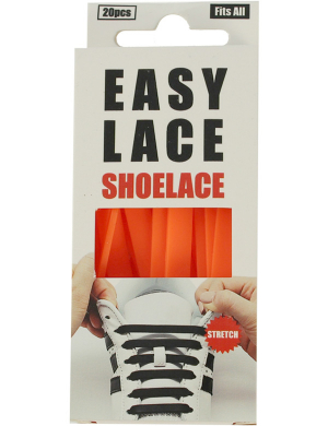 Easy Lace® Adult Flat Silicone Shoelaces 20pc - Orange